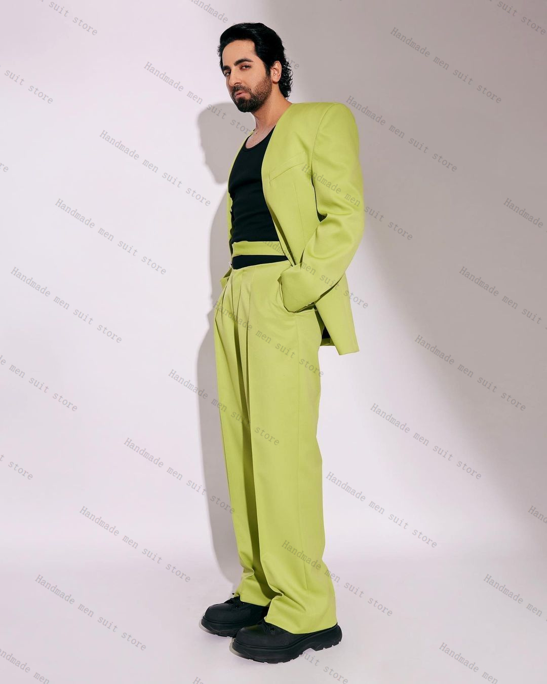 Men Formal Wear With Coat - Модный зеленый мужской костюм, комплект из