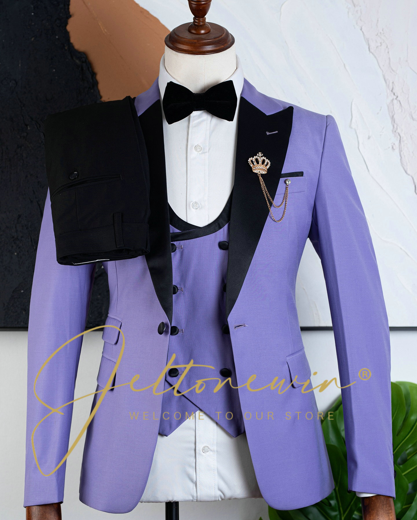 Men'S Formal Evening Wear - Мужской фиолетовый костюм-смокинг из трех предметов