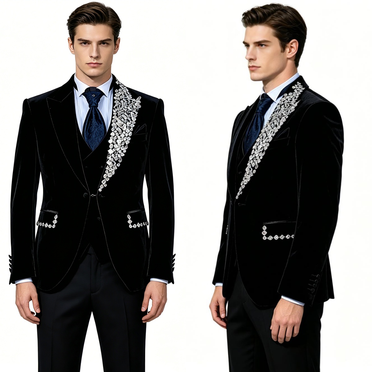Men'S Formal Evening Wear - Мужской свадебный костюм-двойка из бархата больших
