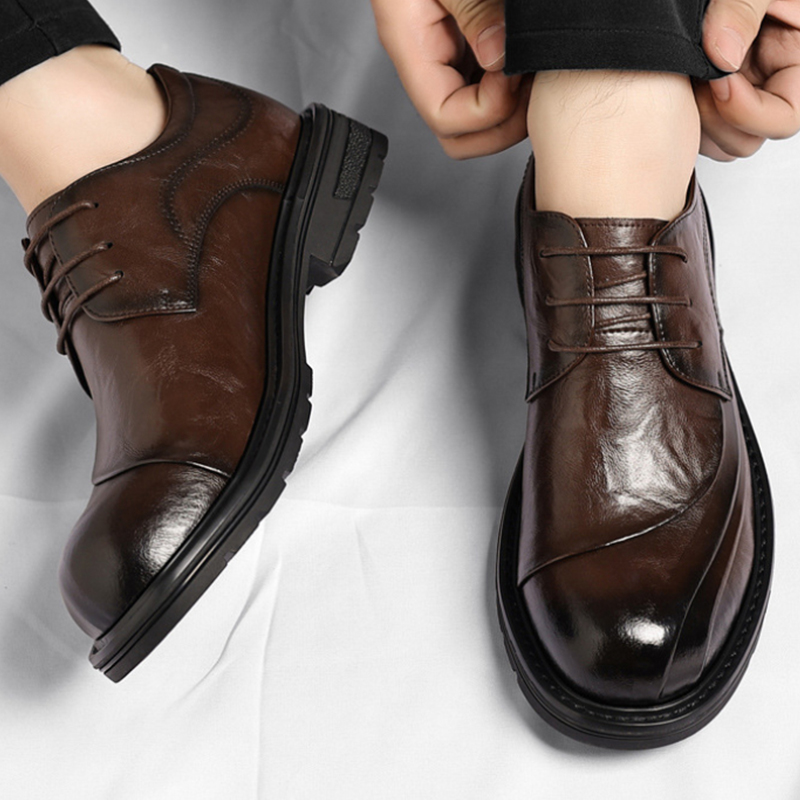 Men'S Formal Office Wear Shoes - Коричневые туфли из натуральной кожи с