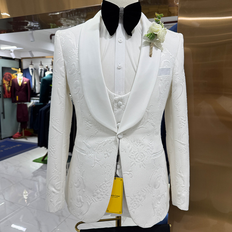 Men Formal Wear For Wedding - Мужской свадебный костюм белого цвета, 3-х