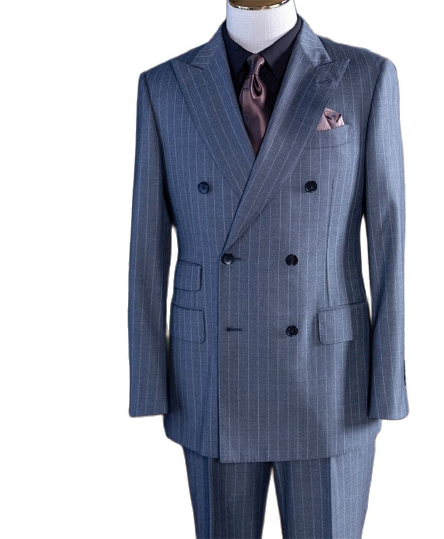 Men Formal Wear For Wedding - Мужской классический костюм-двойка в серую полоску: