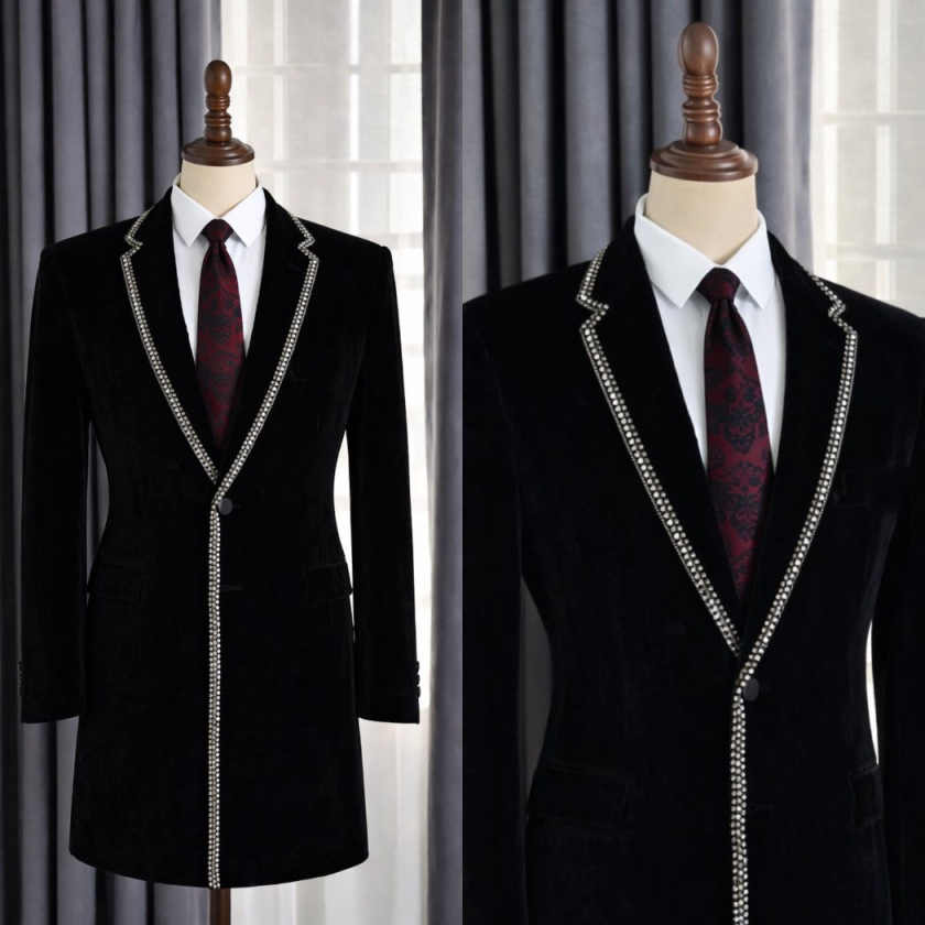 Men'S Formal Evening Wear - Стильный мужской длинный пиджак с отложным