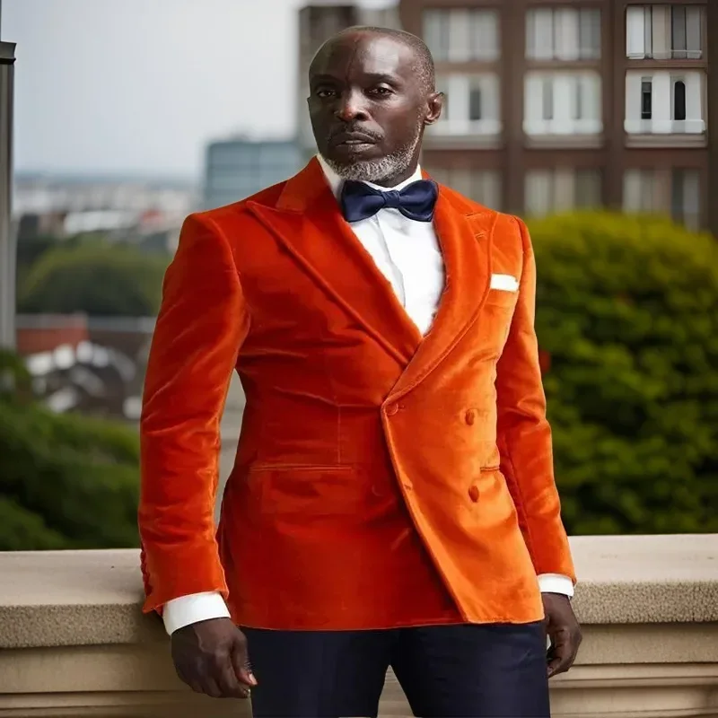 Men Formal Wear 2025 - Бархатные деловые мужские костюмы, двубортные смокинги