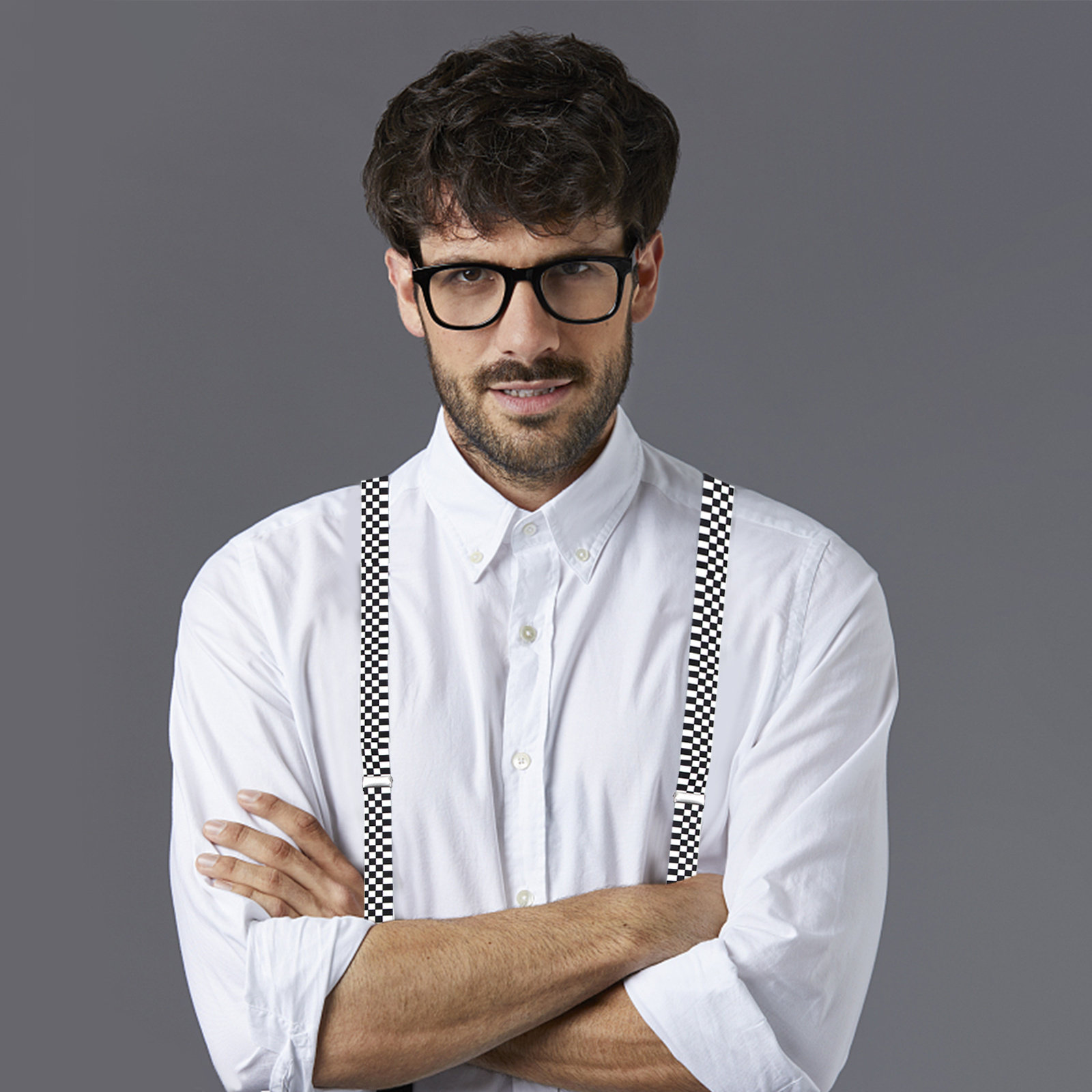 Черно-белые клетчатые подтяжки – обзор и цена Suspender Clip Formal