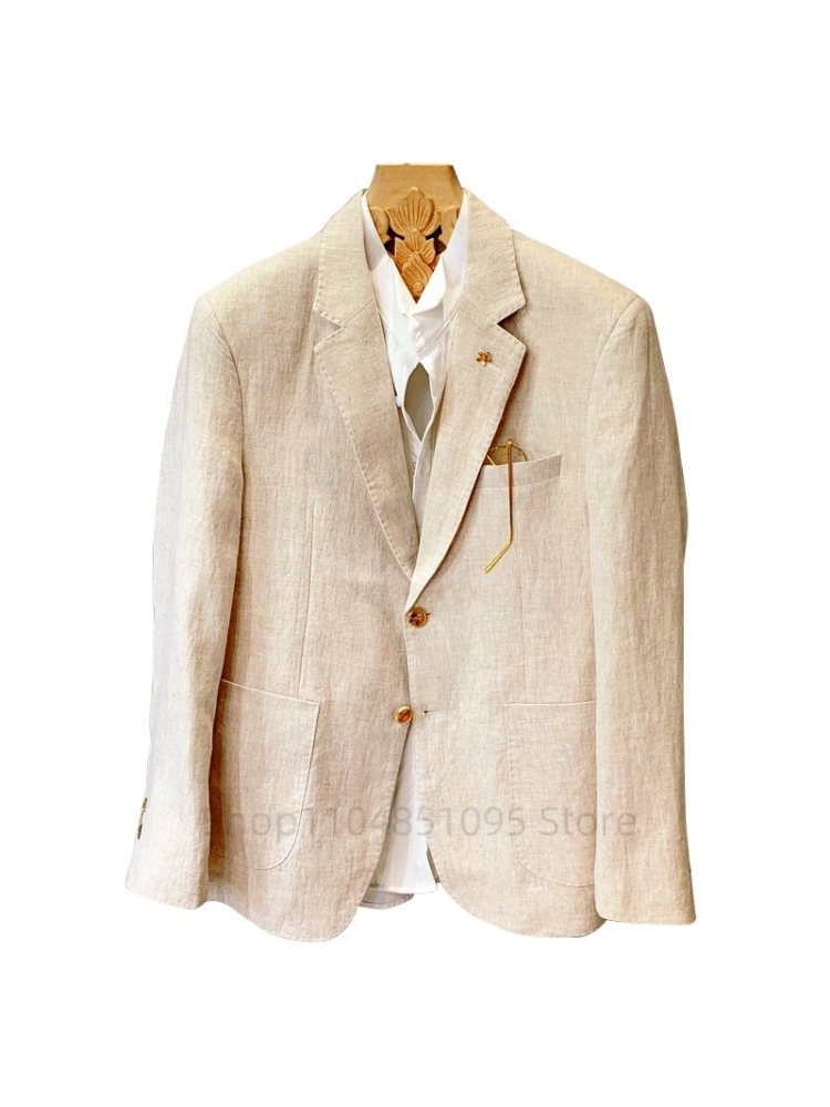 Бежевые мужские льняные пиджак – обзор и цена Men Formal Wear With Coat